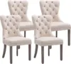 Velvet Dining Chairs Set of 4, Upholstered High-end Tufted Dining Room Chair with Nailhead Back Ring Pull Trim Solid Wood Legs 1