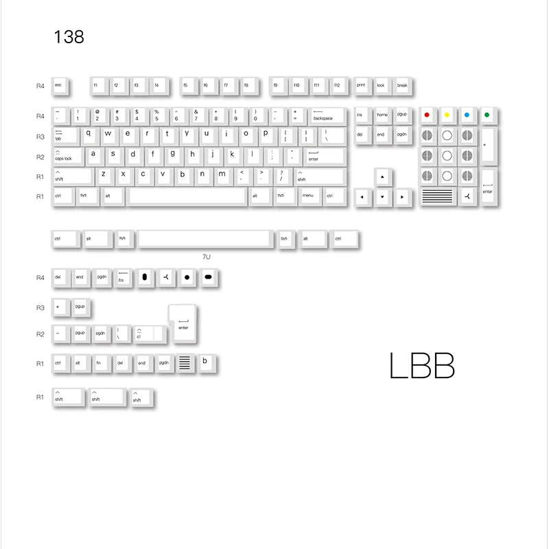 Keycaps de Perfil de Cereja Minimalista Branco 138 Teclas Lbb Pbt para Teclado Mecânico Keycap Personalizado - Imagem 2