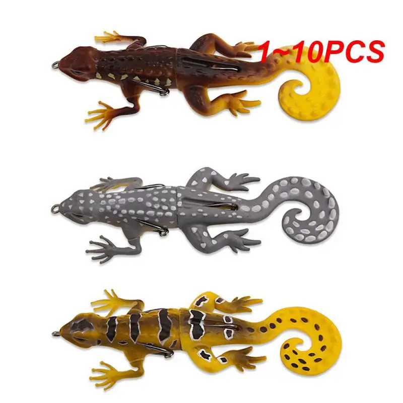 

1 ~ 10 шт. искусственная приманка, силиконовая имитация Gecko, Мягкая приманка, приманка в виде черной рыбы с тремя крючками, Товары для рыбалки