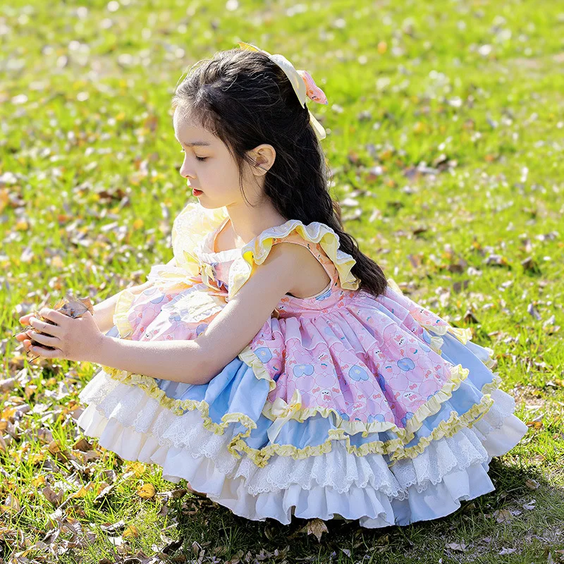 

2024 Summer Girls Sleeveless Strap Lolita Dress 1-8T