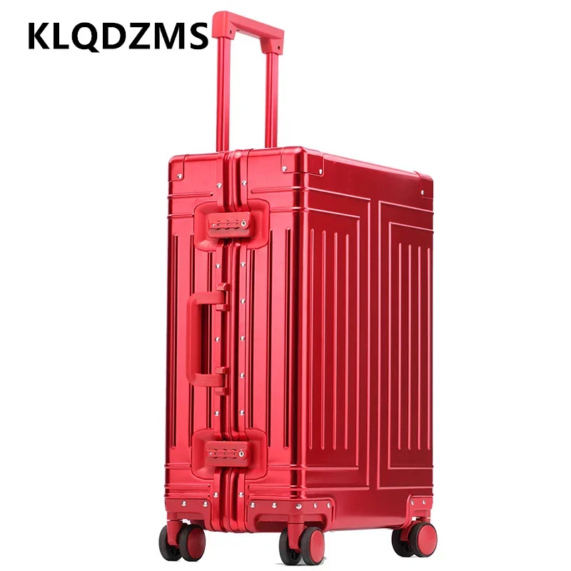 

KLQDZMS Wheeled Luggage All Aluminum Magnesium Alloy Trolley Case Men Boarding Box Women's Suitcase 20"24"26"29 Inch Suitcase