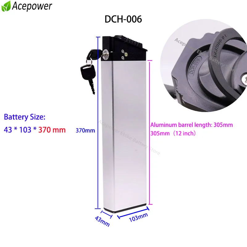 DCH-006 VIVI S3 Foldable Electric Mountain Bike Battery for 26" 350W 500W TCRFD 36V10.4Ah 12.8Ah 14Ah Replacement Upgrade Batter