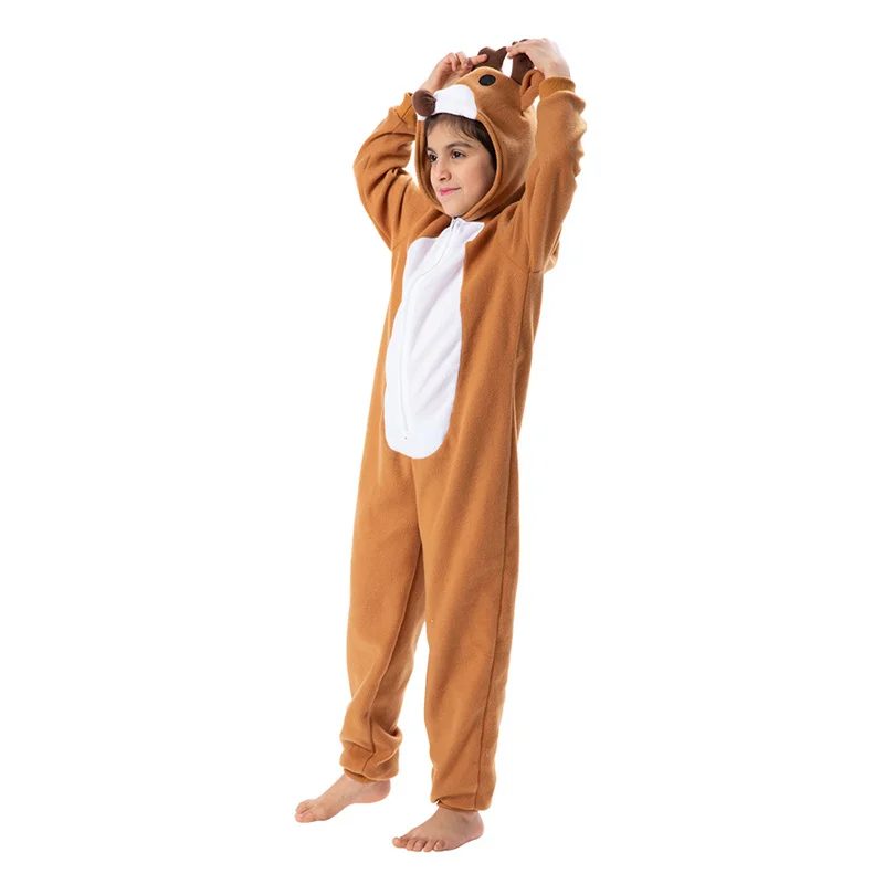 Christmas Elk Pajamas Kigurumi Children Animal Onesies Boys and Girls Sleepwear Pijamas Anime Cartoon Cosplay Hooded Nightgown