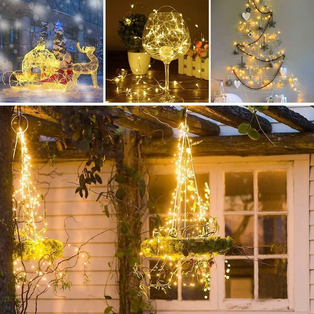 Guirnalda De 100 Luces LED Que Funcionan Con Pilas, 8 Modos