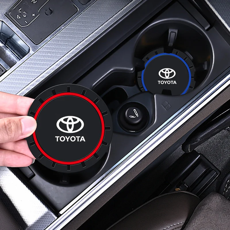 Silicone Car Coaster Water Cup Slot Non-Slip Pad Auto Accessory For Toyota Chr Rav4 Yaris Prius Avensis Corolla Camry Auris 2PC