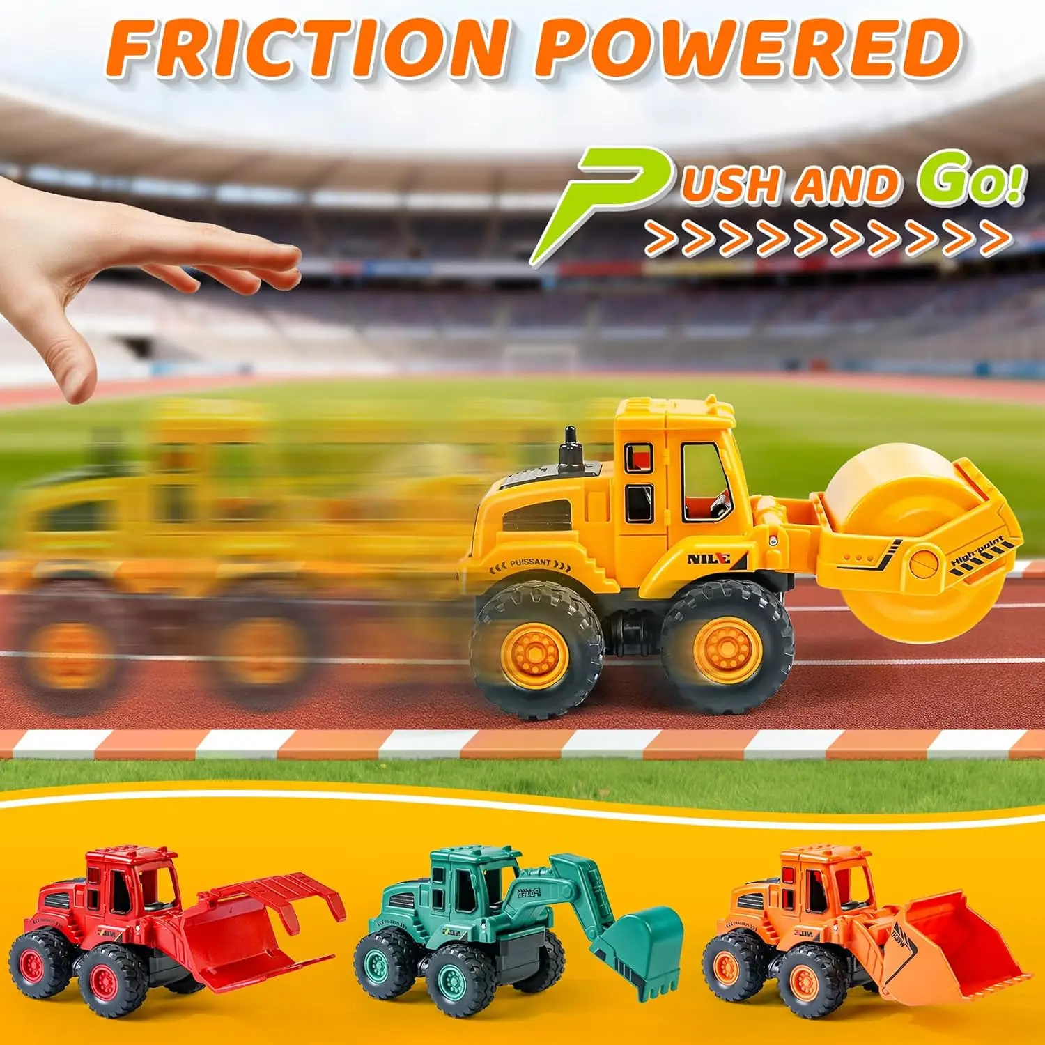 Construction Toys for Boys Kids Friction Powered Construction Truck Toys Car Vehicles Beach Sand Toys Excavator Gift for Girls - 6