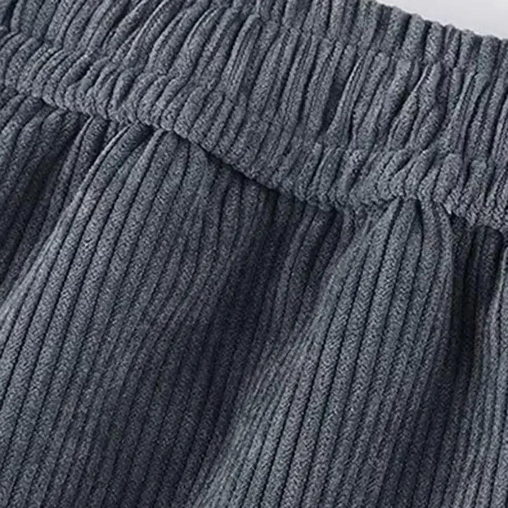 Description Picture 2 of itemPolyester Fleece Trousers Men's Drawstring Elastic Waist Winter Pants with Plush Pockets Wide Leg Casual for Fall for Men