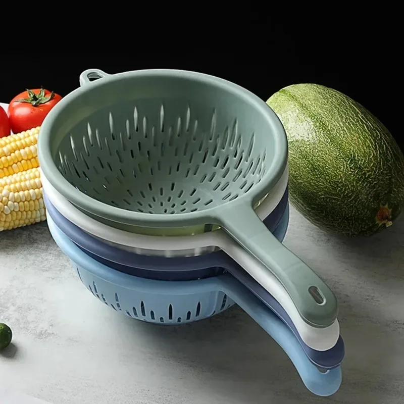 

1 Pcs Sink Water Filter Kitchen Drainer Basket Plastic Washing Colander Strainer Food Handle Fruit Draining Bowl Vegetable