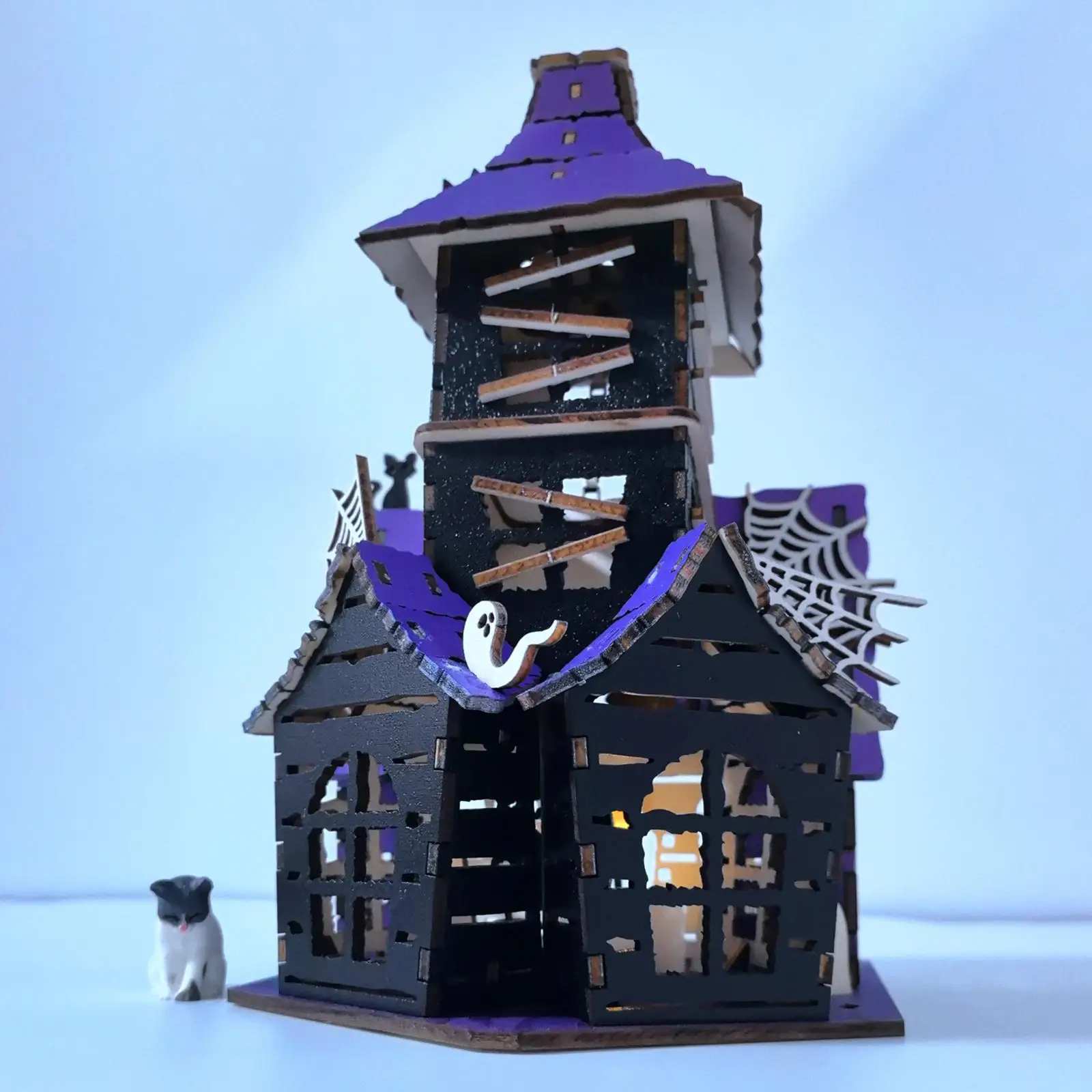 Halloween Haunted House DIY Kit, Party Supplies Table Ornament Table Centerpiece Sign for Living Room Indoor Outdoor Bookshelf