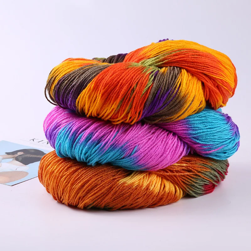 Dyed Flashy Crochet Knitting Yarn Acrylic Colorful Soft Crochet Thread