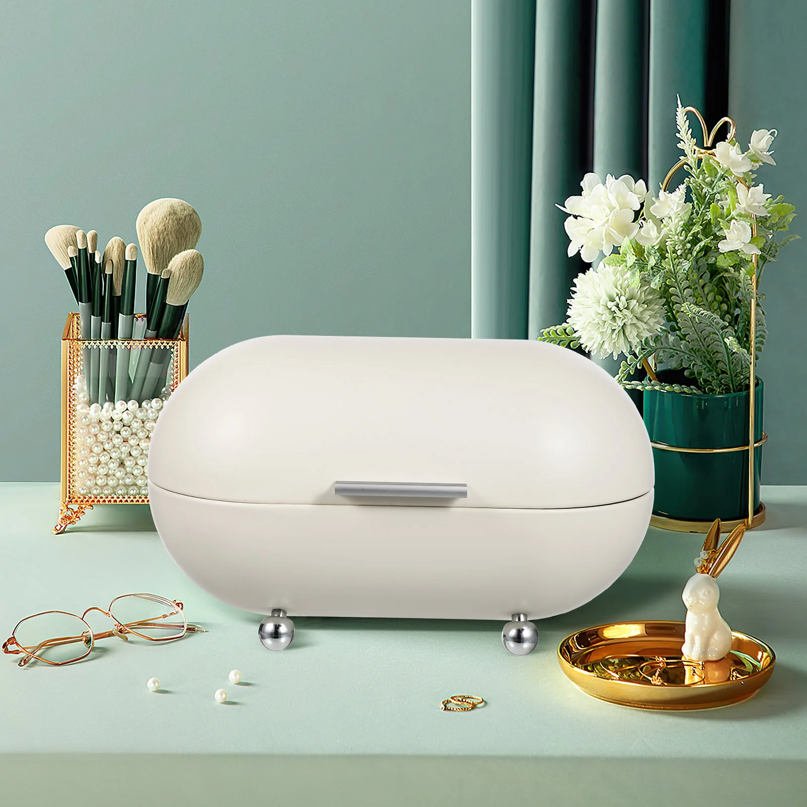 Milk White Iron Material Desktop ganizer Bread Box Kitchen Tool Retro Food Holder Metal Containers Bread Container Storage
