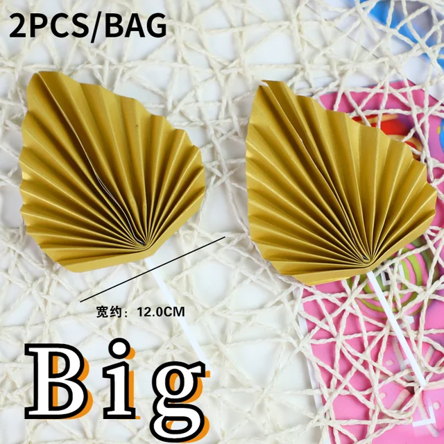 Palm Spear Cake Topper Happy Birthday Palm Leaf Decoration Cake Decorating Wedding Baking Dessert Table Party Favors BigGold