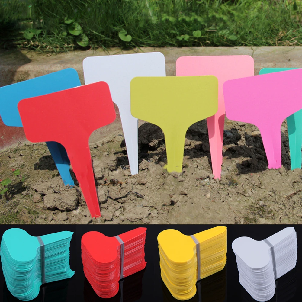 Plant Labels 50/100Pcs Reusable Plastic Plant Markers T-type Tags Nursery Garden Decor Tags for Plants Flower Pot Garden Supplies plant labels