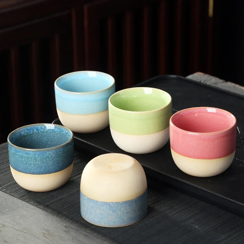 1PCS Ceramic Tea Cup Kiln Change China Porcelain Kung Fu Pottery Drinkware Tableware Water Mug For Gift ceramic coffee cup set