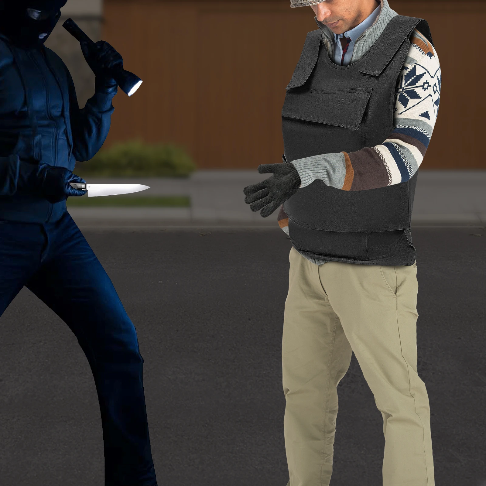 Anti-Stich-Weste mit Handschuhen + Aufbewahrungstasche, Körperschutzweste, Sicherheits-Safe-Schutzjacke, Sicherheit, taktischer Stich, verstellbare Schulter/Taille – Detail 18