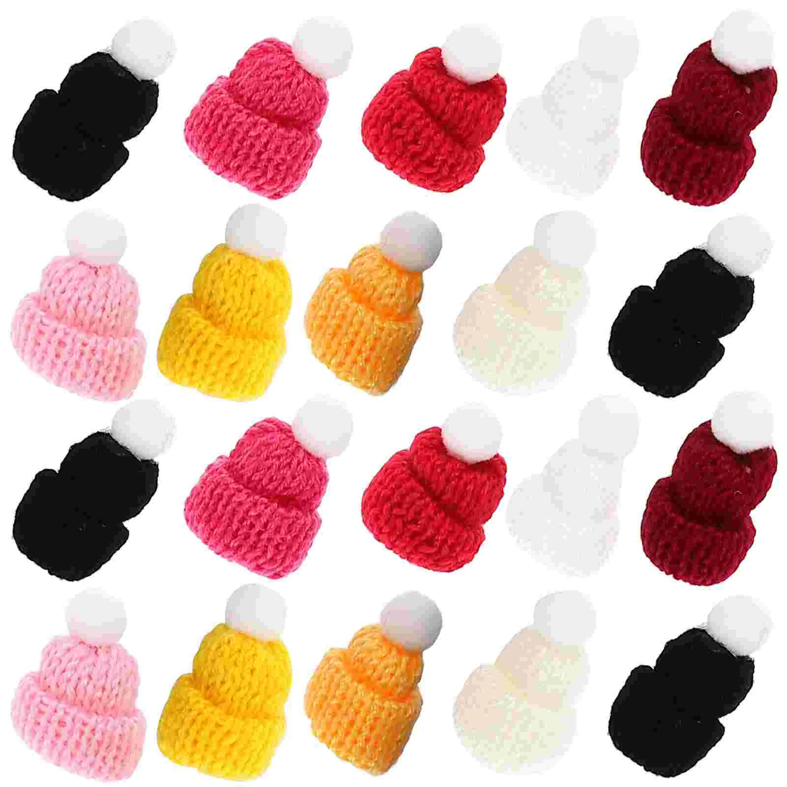 

Tiny Knitting Hats Christmas Doll Hats Miniature Hats DIY Hats Mini Doll Hats Mini Hat Decorative Wool Ball Mini Hat