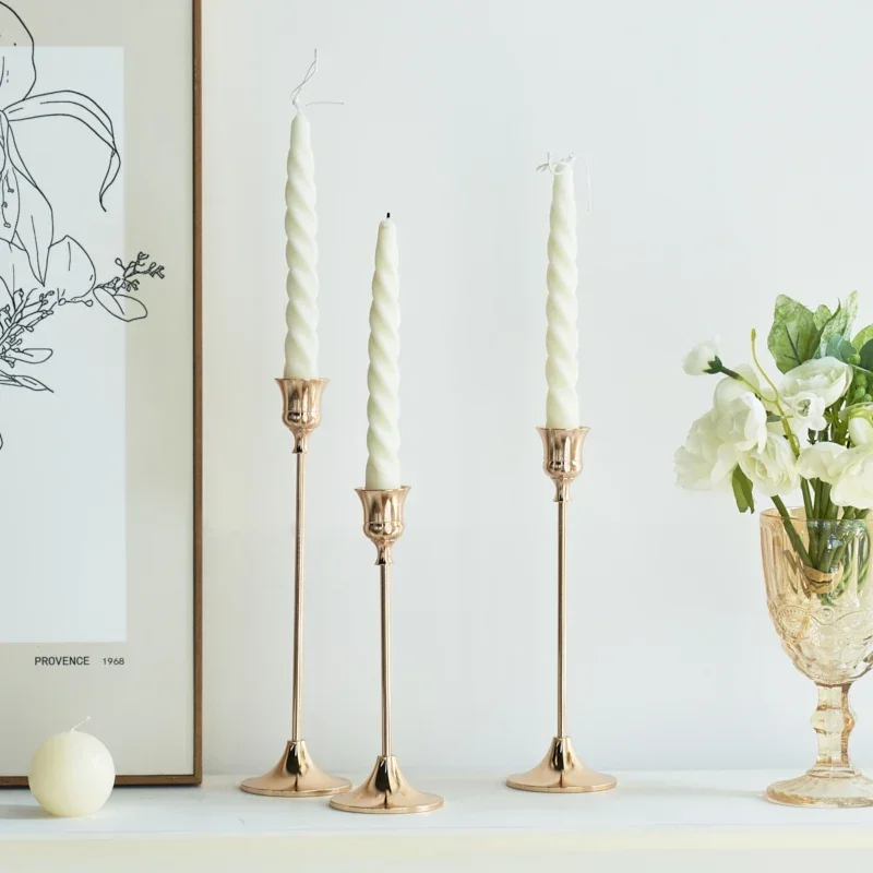 3pc Candlestick Holders Kit Brass Gold Candlestick Set Candle Holders Decorative Stand for Wedding Party Dinning candle holders