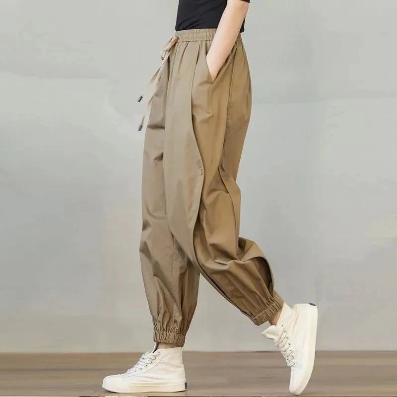 

Cotton Cargo Pants Women Vintage Harajuku Harem Pants Korean Fashion High Waist Pantalones Female Baggy Trousers Black Khaki New