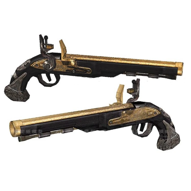 Pistola de pedernal en 3D, modelo de papel, armas de fuego, dibujos hechos  a mano, juguete militar, rompecabezas| | - AliExpress