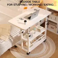 Portable Table for Bedroom Adjustable Overbed Table with Wheels Mobile Bedside Rolling Table Small Standing Laptop Desk Office 3