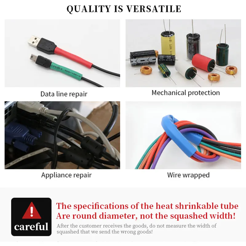 102-750pcs 2:1 Thermoresistant Tube Heat Shrink Wrapping Kit Assorted Wire Cable Insulation Sleeving 3:1 Heat Shrink Tube set