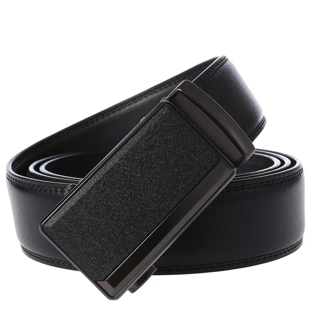 Herren Echtleder-Gürtel mit Automatikschnalle - Luxuriöser Designer-Modegürtel 3,5 cm Breite Klassischer Taillengürtel für Alltag & Geschäftskleidung – Detail 3