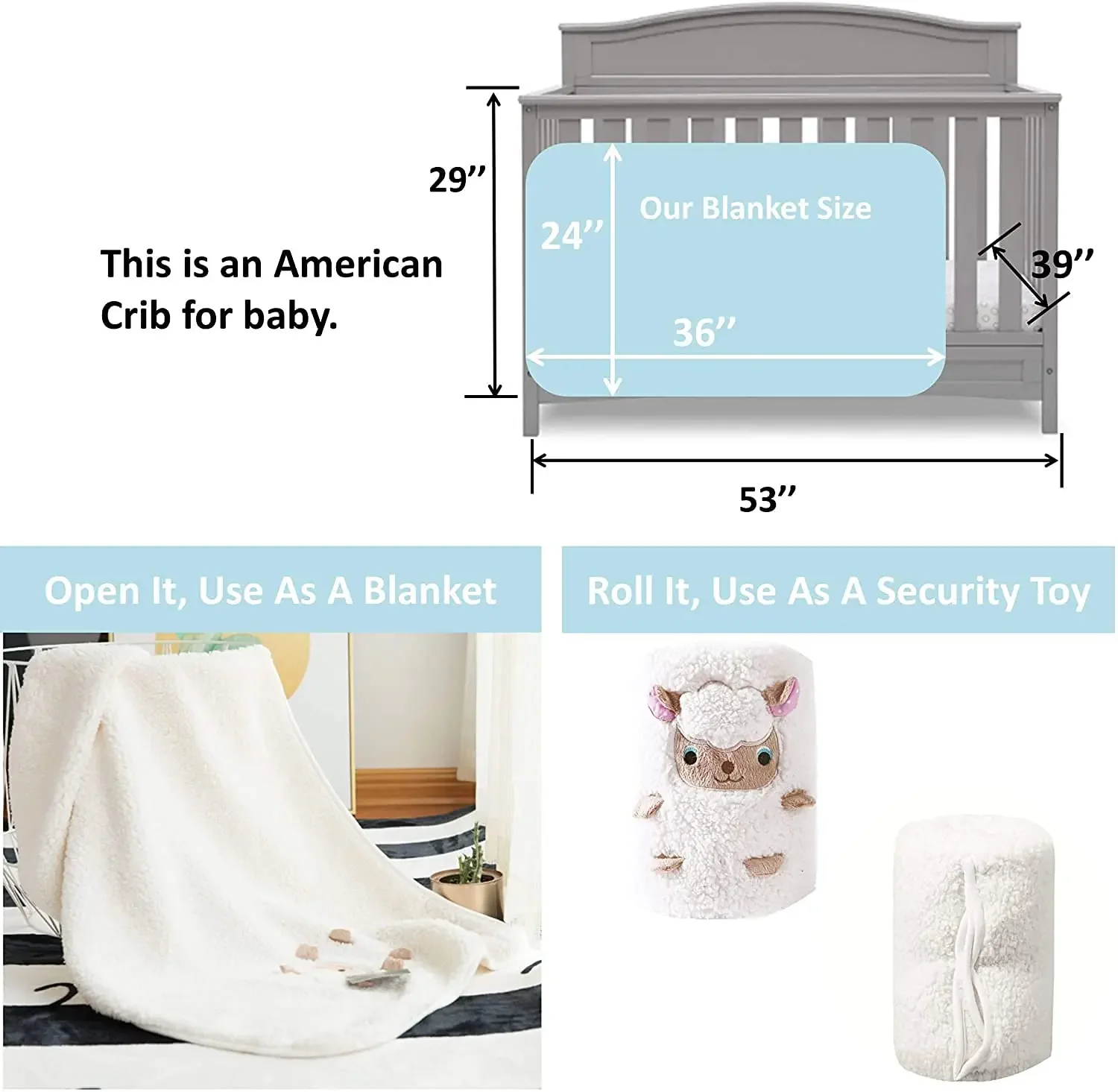 2-Pc Organic Wool Baby Blanket Set 'Find aFriend'-Bunny & Sheep Design for Newborns & Toddlers
