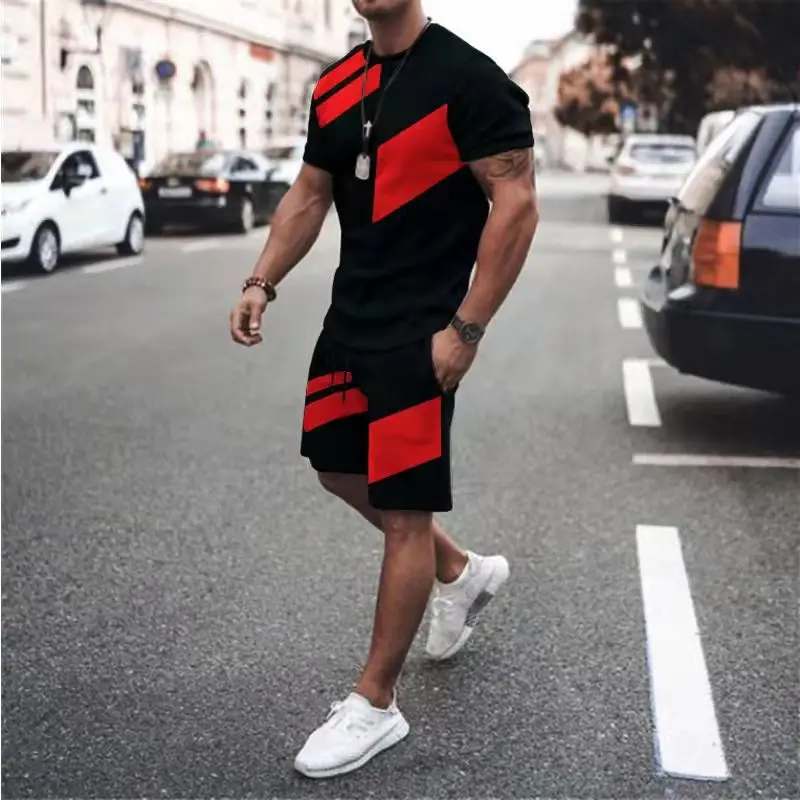 

Summer Trend Men's Suits Fashion Sportswear Short Sleeve + Shorts 2 Piece Set Jogging Streetwear for Male Tracksuit Men Clothing