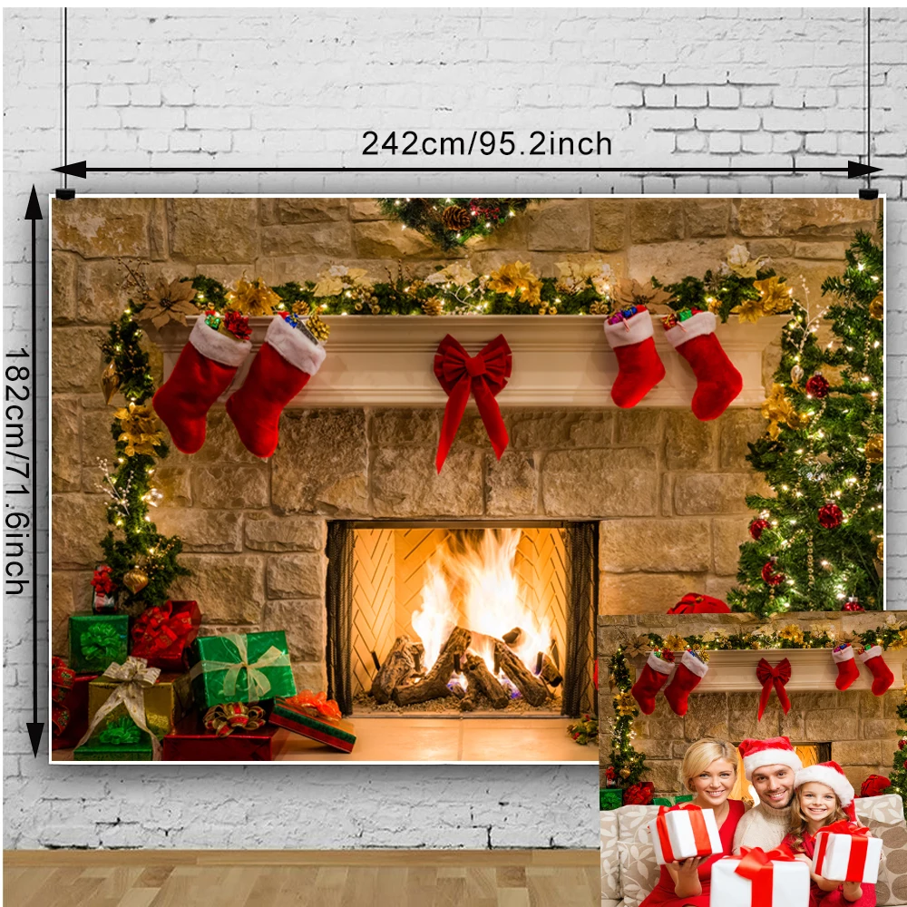 Christmas Photography Backdrops Child Christmas Fireplace Decoration Background For Photo Studio vlog decorations photo backdrop