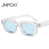JNPCXI Fashion Blue Square Sunglasses For Women Men Retro Luxury Designer Clear Lens Sun Glasses Shades UV400 Eyeglasses
