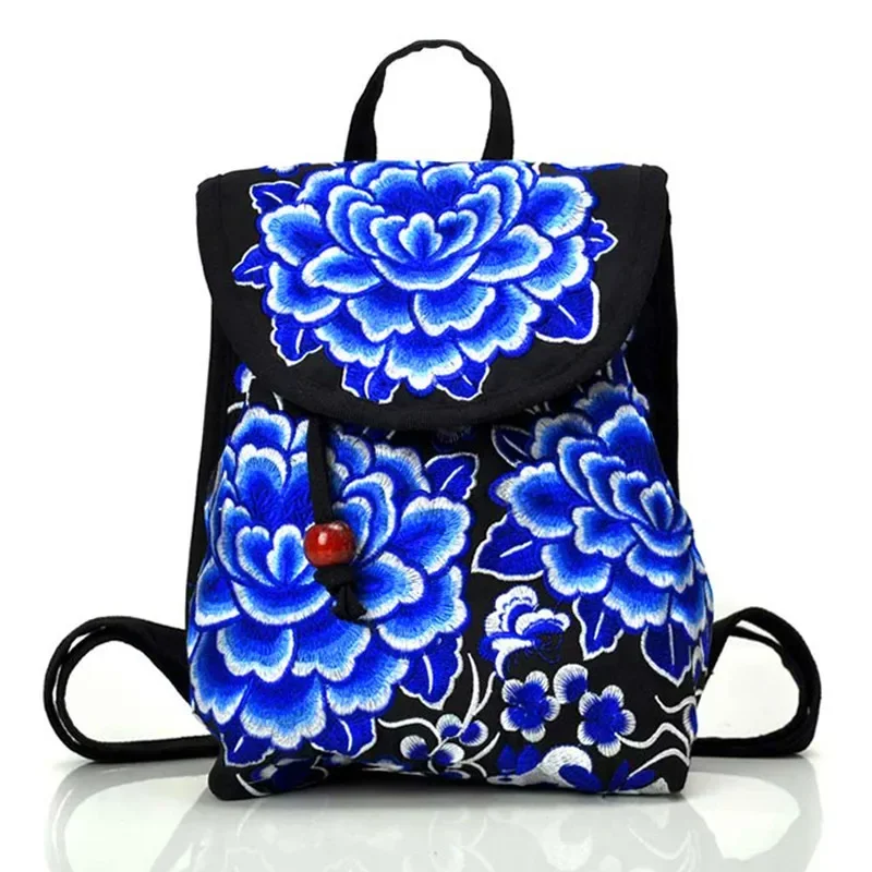 Floral Embroidered Bohemian Canvas Backpack