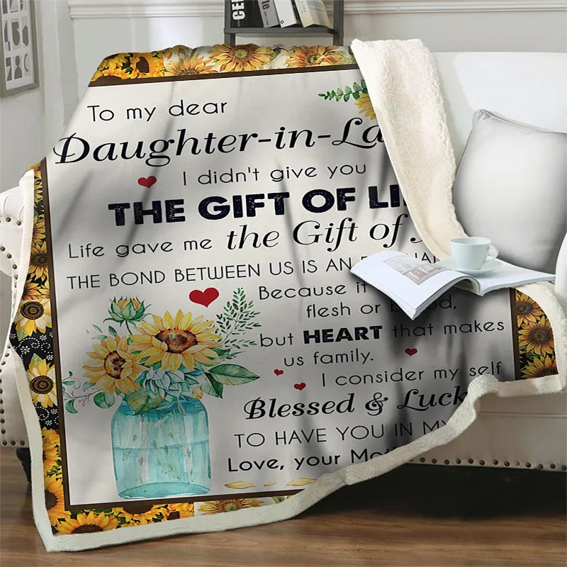 

Soft Warm Quilt Air Mail/Letter Express Love Gift for Daughter Sunflower Printed Home Beddings Decorative Blankets For Beds Sofa