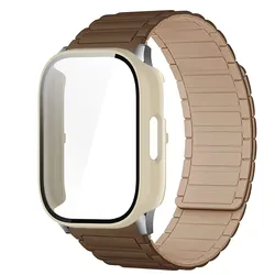 Premium Magnetic Silicone Strap with Protective Screen Case for Redmi 5 Lite (BrApricot - Be)