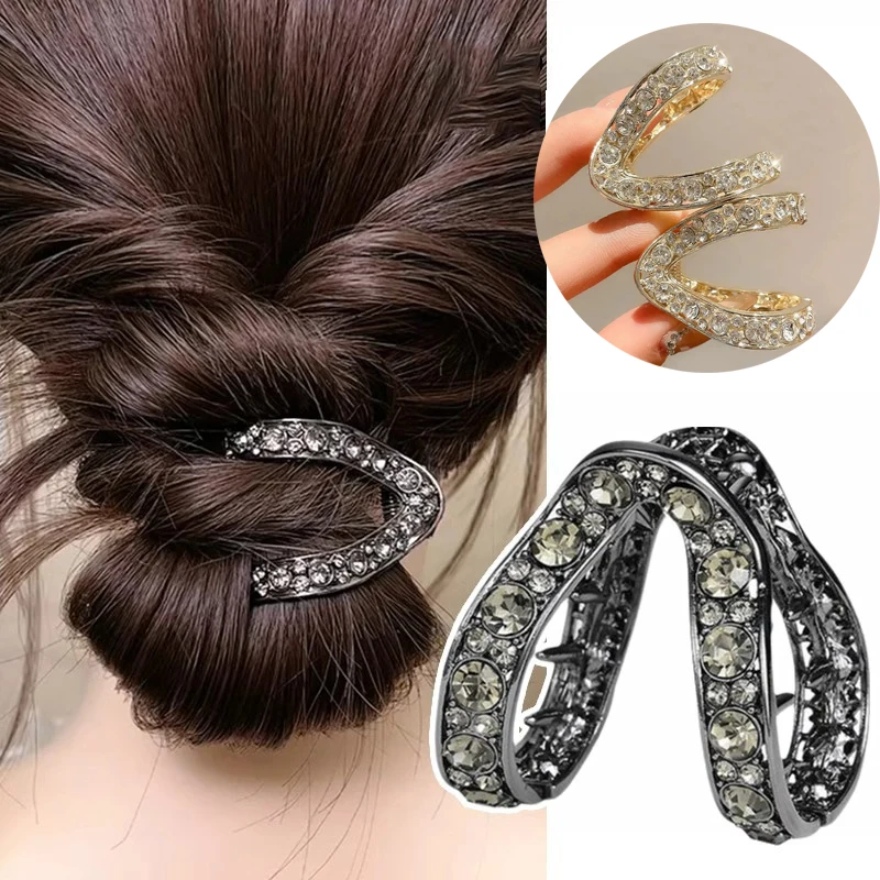 Elegant Rhinestone V-Shaped Hair Claw Clip