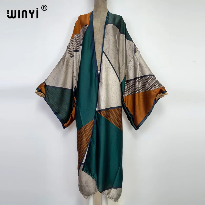 2022 WINYI 아프리카 패션 비키니, 스위트 레이디, 뉴 파티 가디건 스티치, 섹시한 보호 여름 프린트, 휴일 아프리카 긴팔 기모노