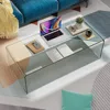 Glass Coffee Table Modern Home Furniture Clear Tempered Glass End Table Waterfall Table with Rounded Edges 4