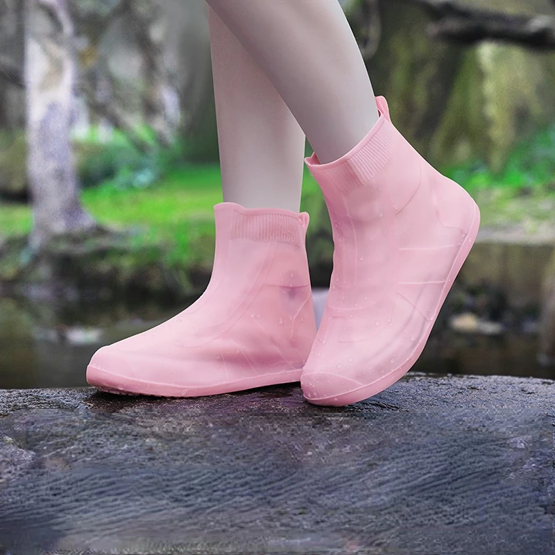 New Women Silicone Rain Shoes Covers Waterproof Shoes Protectors Unisex Rain Boots For Indoor Outdoor Rainy Days