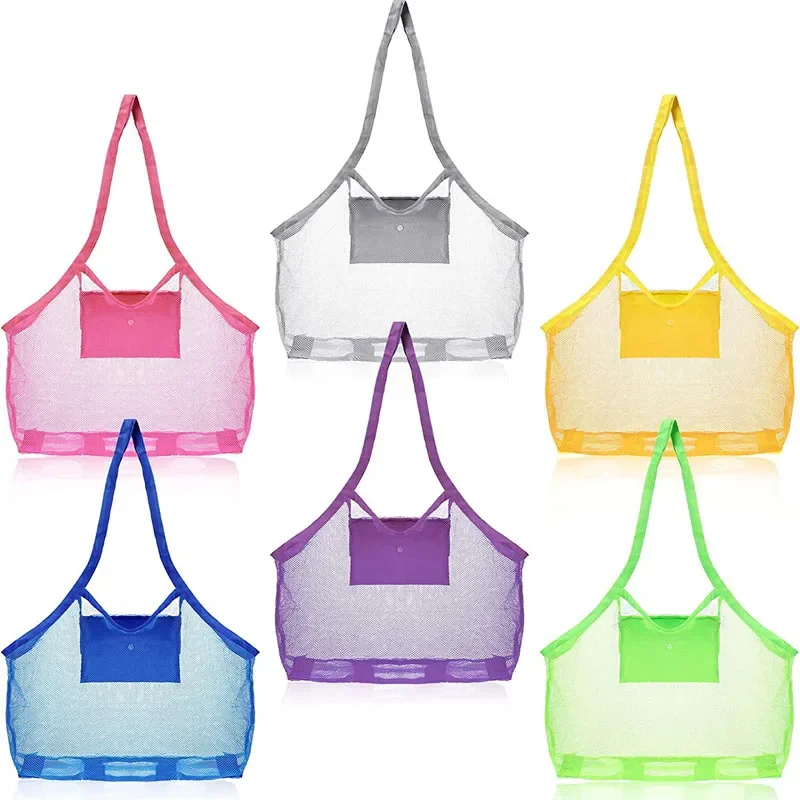 Outdoor Beach Mesh Bag bambini Sand Away pieghevole Protable bambini giocattoli da spiaggia borsa vestiti giocattolo stoccaggio articoli vari organizzatori zaino