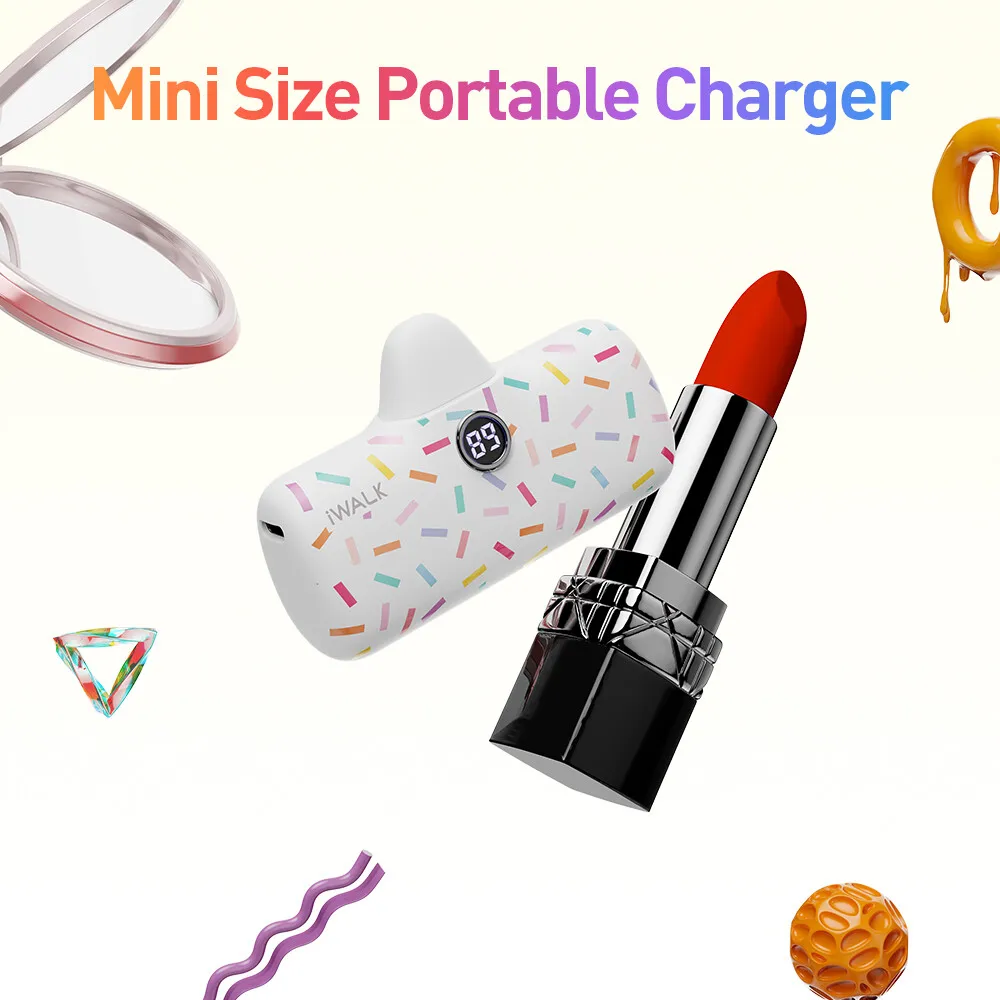 IWALK 4800mAh 20W Fast Charging Capsule Power Bank Phone Backup Fast Charging Mini Portable Pocket Suitable for iPhone Lightning 3