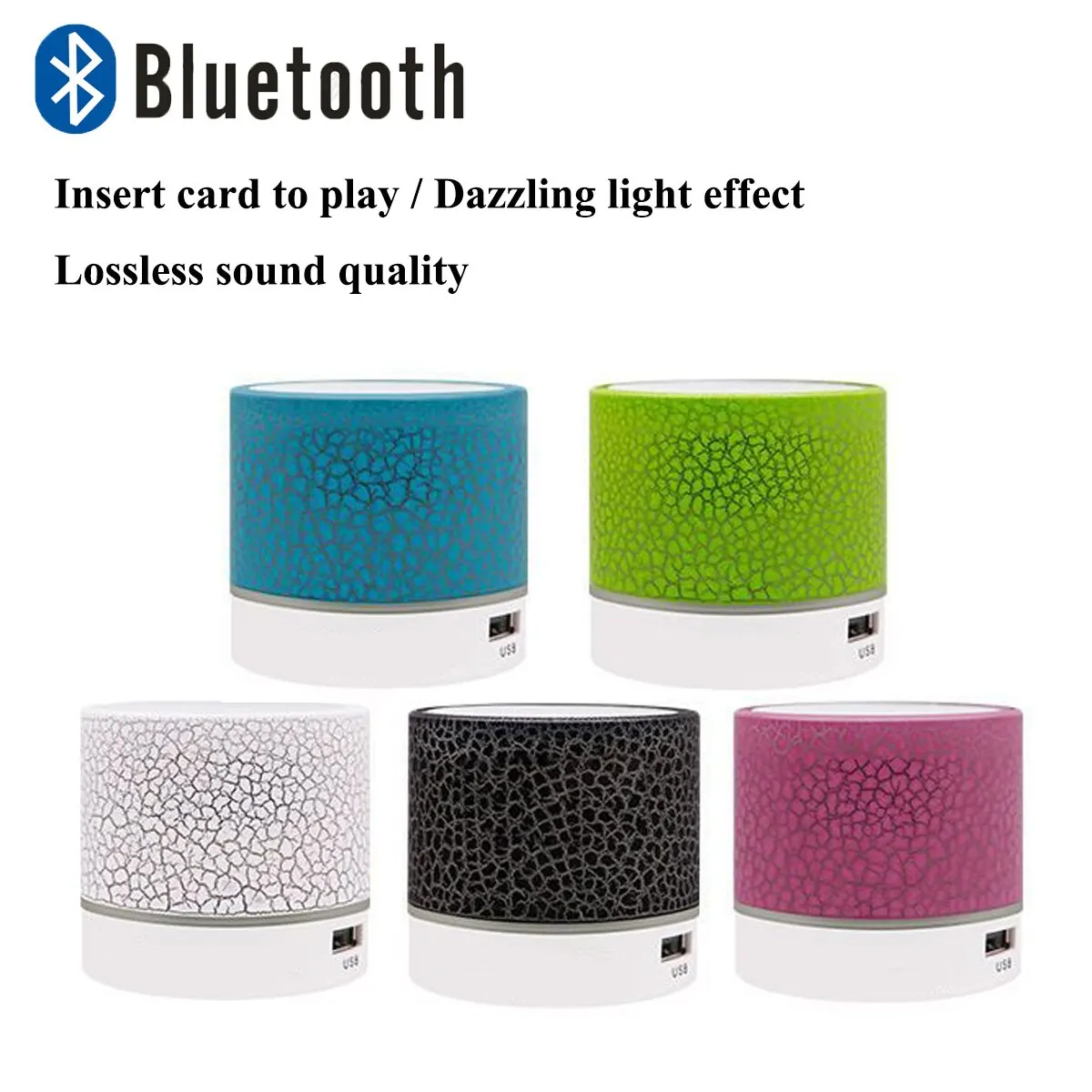 

New Mini Portable Car Speaker Audio Dazzling Crack LED Wireless Bluetooth 4.1 Subwoofer Speaker Box with TF Card