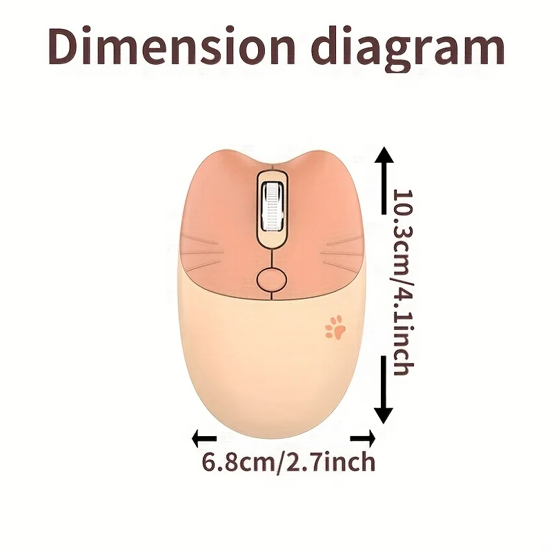 Cute Cat 2.4G Wireless Silent Mouse for Laptop PC Computer