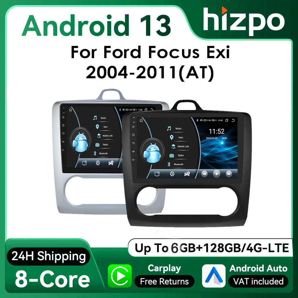 Hizpo-Radio con GPS para coche, dispositivo con Android 13, 2DIN, 9 pulgadas, Navi, BT, 4G, RDS, DSP, SWC, UI8581, para Ford Focus 2, Mk2, 2004 - 2011 1