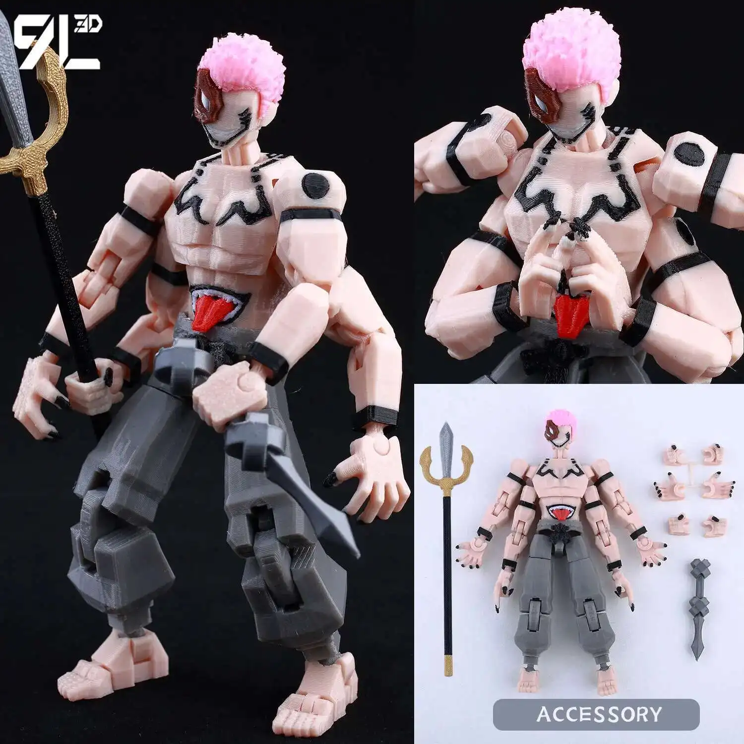 Articulated Anime Figure with Cursed Robe - Inspired by Jujutsu Kaisen
