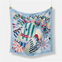 53cm Brand Square Scarf Women Design Horse Luxury Silk Scarf Bandana Headband Fashion Hijab Neckerchief For Ladies 2024 New - Image 4