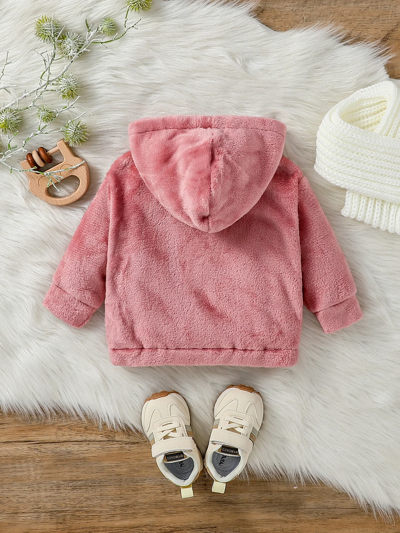 Baby Jacket Baby Coat Children Jacket Baby Girl Warm Long Sleeved Hoodie Cute Pink Jacket Plush Winter Clothes 1-3 Years Children