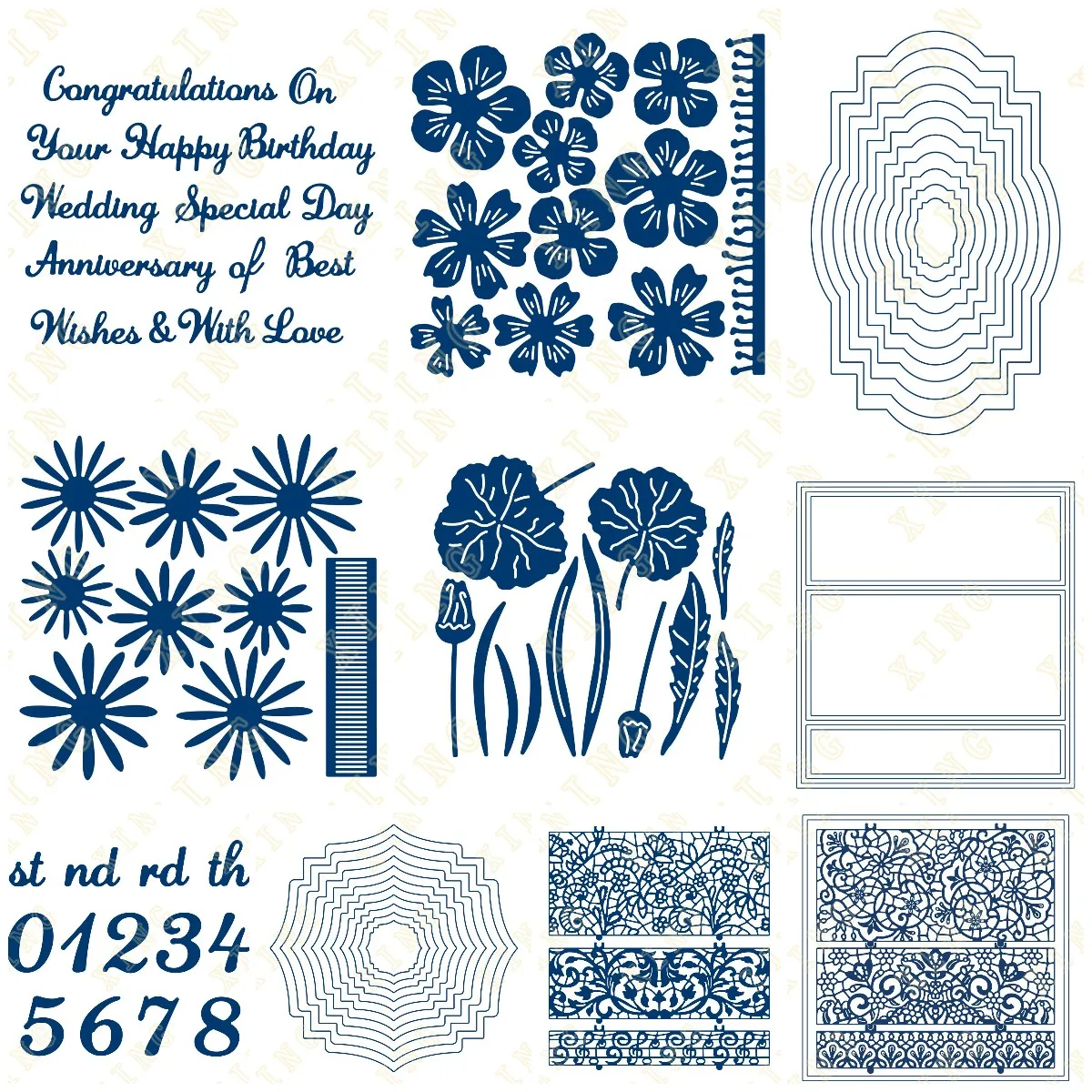 

Rectangles Numbers Sentiments Metal Craft Cutting Dies Diy Scrapbook Paper Diary Decoration Card Handmade Embossing New Product