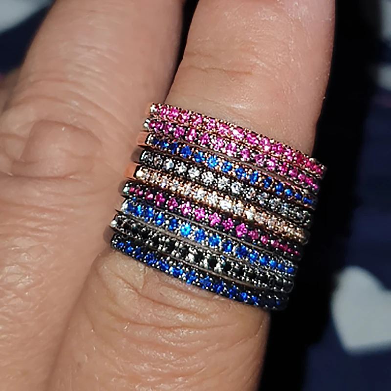 Finger Ring Thin Women Aesthetic Accessories Dating Engagement Dainty Colorful Jewelry