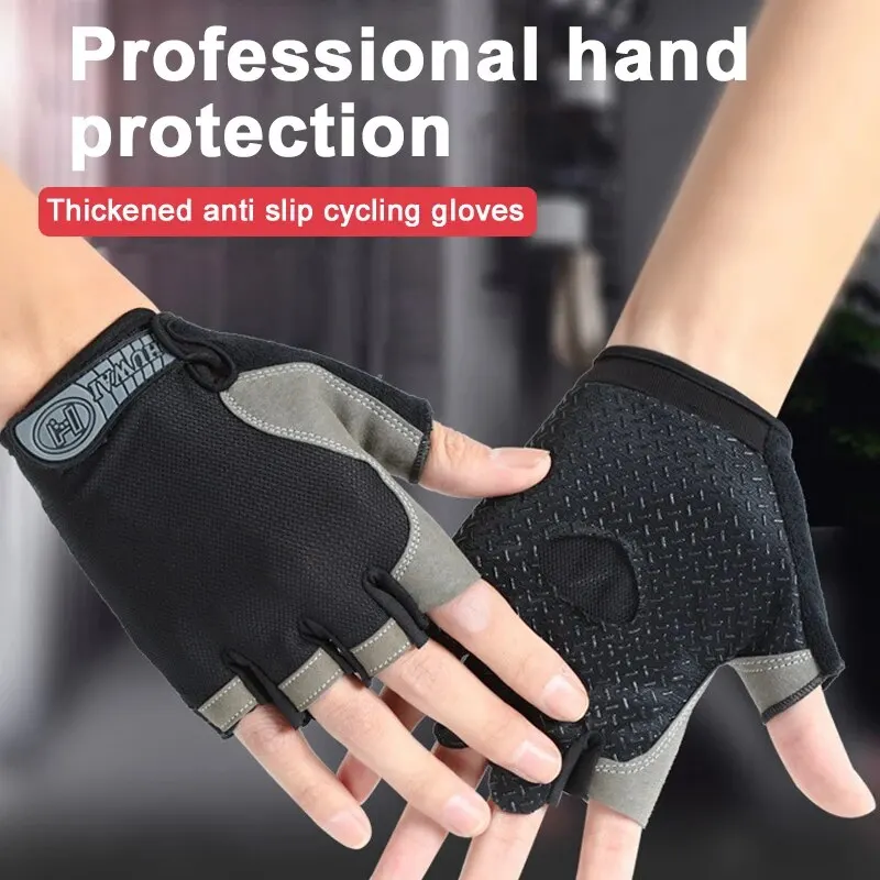 Gym Fingerless Gloves Anti-Slip Shock-Absorbing Breathable Sports Training Lifting Weight Cycling fingerless gloves