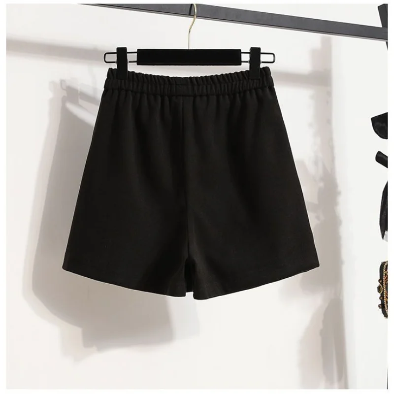 Plus Size New Irregular Pleated Pants Skirt Autumn Winter Elastic Waist Loose Solid A-line Shorts Vintage Casual Women Clothing