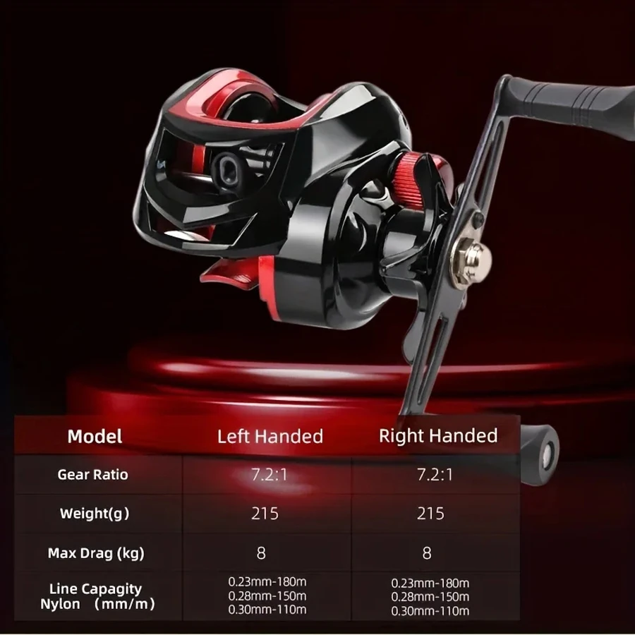 Moulinet casting ultra-léger 197g pêche carpe ratio 7.2:1 2026 nouveau modèle professionnel baitcasting reel